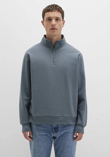 Resim Mavi Yarım Fermuarlı Erkek Sweat M0S10278-80889