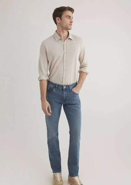 Resim Mavi Uzun Kol Erkek Gömlek M0210294-70145