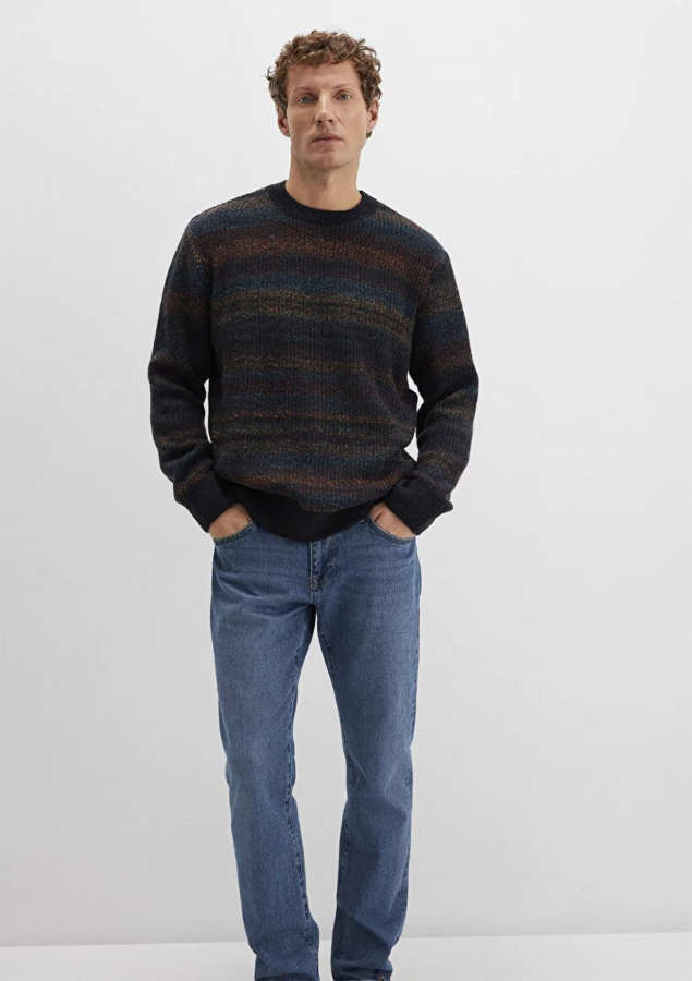 Resim Mavi Çizgili Erkek Kazak M0710201-70744