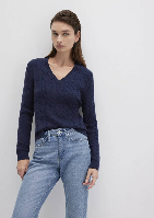 Resim Mavi V Yaka Kadın Kazak M1710340-84371