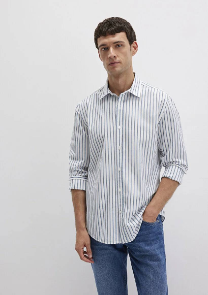 Resim Mavi Çizgili Erkek Gömlek M0211705-90928