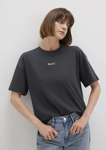 Resim Mavi Mavı Baskılı Kadın T-Shirt M1612518-70087