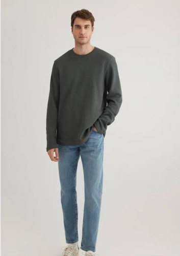 Resim Mavi Uzun Kol Erkek T-Shirt M0611925-71598