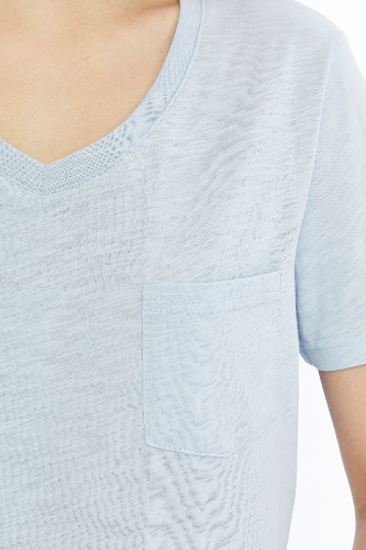 Resim Viole&More 1001 Flamlı Cepli V Yaka Kadın T-shirt