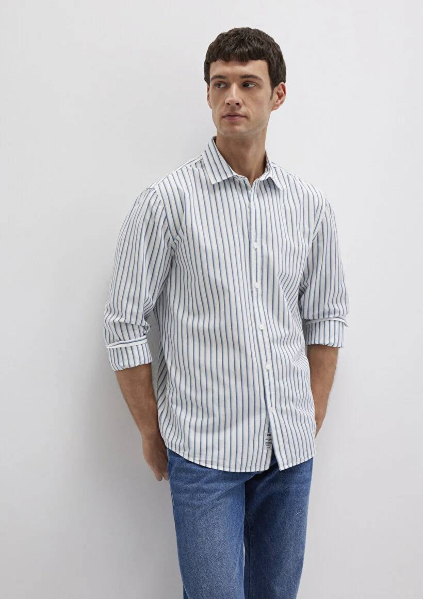 Resim Mavi Çizgili Erkek Gömlek M0211705-90928