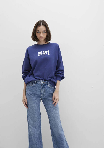 Resim Mavi Logo Baskılı Kadın Sweat M1S10372-70498