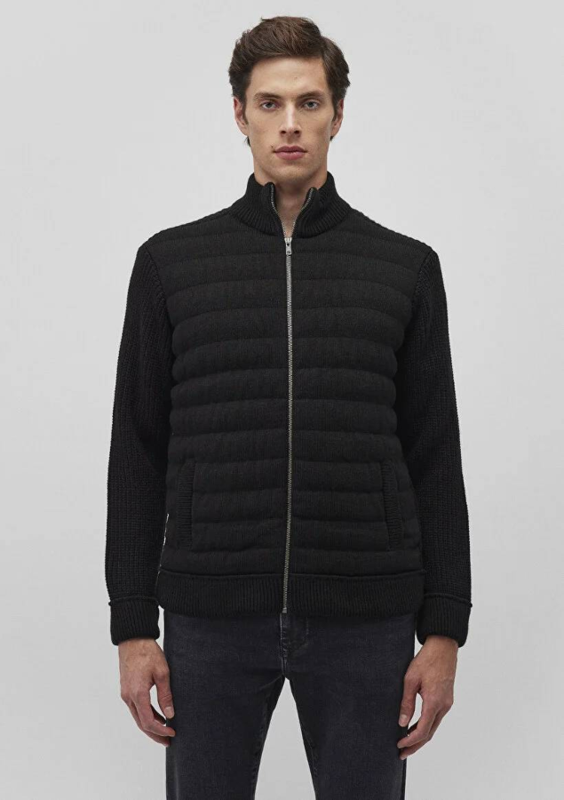 Resim Mavi Fermuarlı Triko Erkek Ceket M070697-900