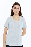 Resim Viole&More 1001 Flamlı Cepli V Yaka Kadın T-shirt