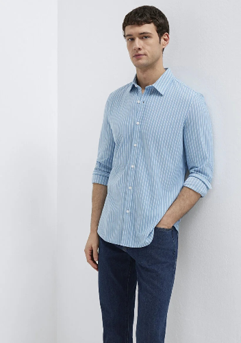 Resim Mavi Erkek Uzun Kol Gömlek M0211404-91579