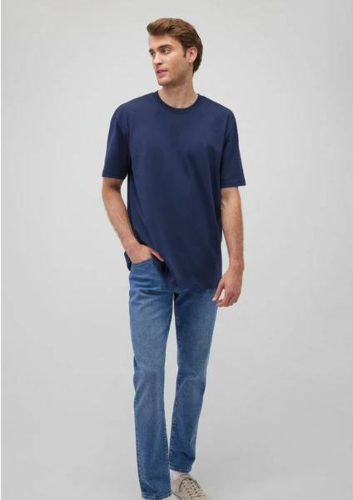 Resim Mavi Kısa Kol Erkek T-Shirt M066249-70497