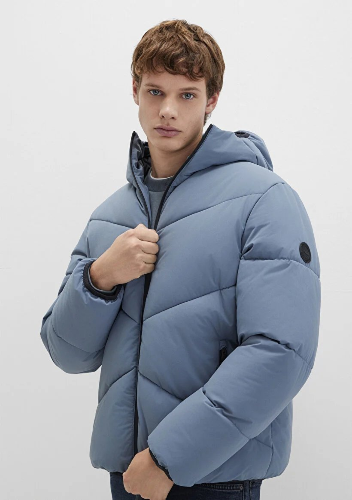 Resim Mavi Kapüşonlu Erkek Mont M0110360-70782