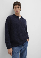 Resim Mavi Polo Yaka Erkek Kazak M0710255-70490