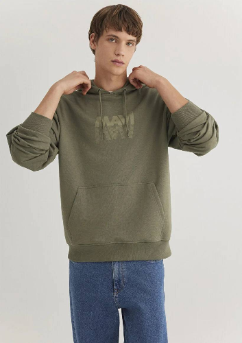 Resim Mavi Kapüşonlu Mavi Baskılı Erkek Sweat M0611317-71546