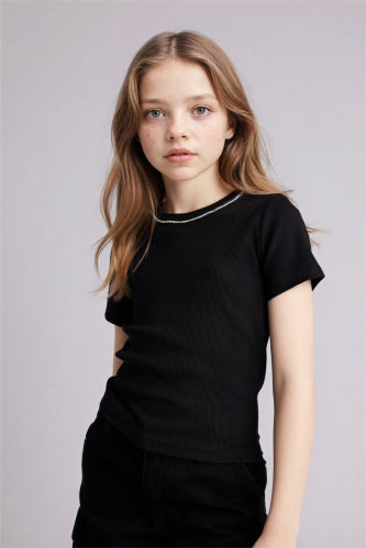 Resim Defacto Kız Çocuk T-shirt G7234A8/BK81