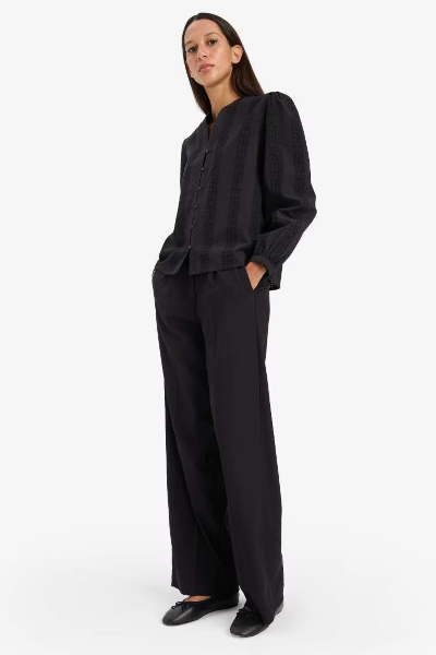 Resim Defacto Kadın Uzun Kol Gömlek E6531AX/BK27