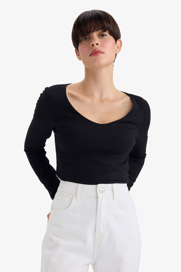 Resim Defacto Kadın T-shirt F7153AX/BK81