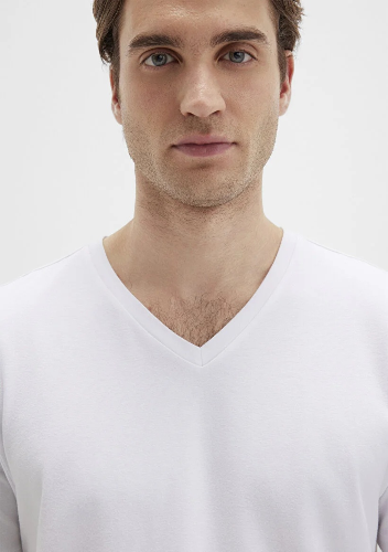 Resim Mavi Stretch V Erkek T-Shirt M061748-620