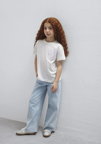 Resim Mavi Kız Çocuk T-shirt M7610417-70057