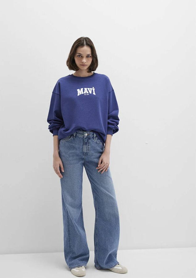 Resim Mavi Logo Baskılı Kadın Sweat M1S10372-70498