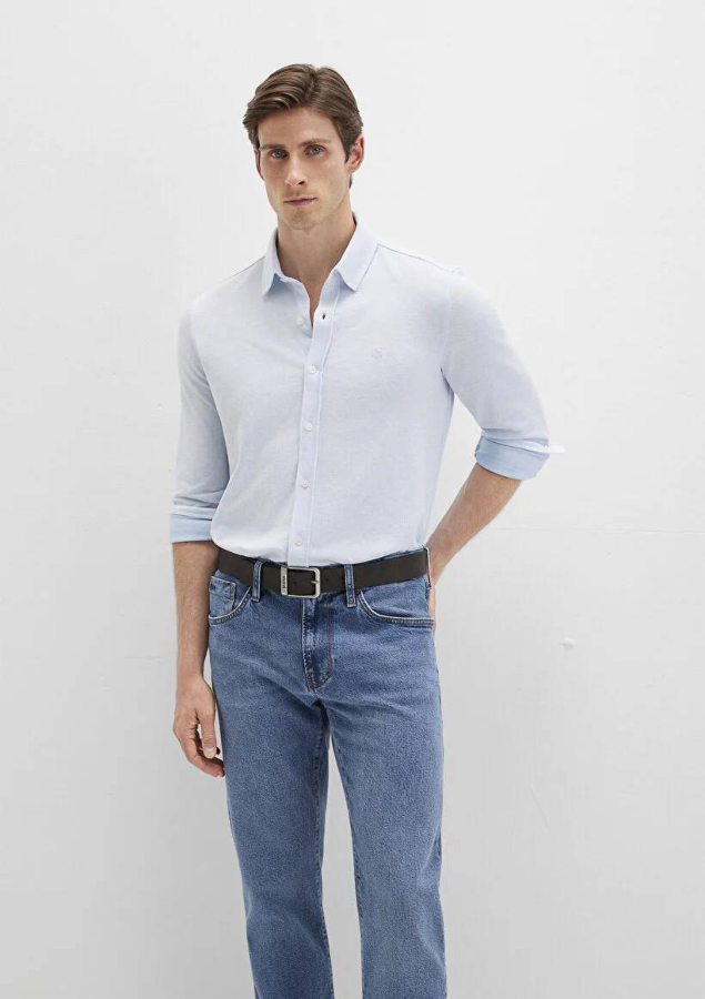 Resim Mavi Uzun Kol Erkek Gömlek M0211664-90900