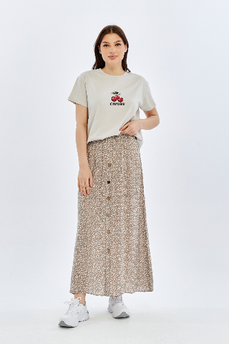 Resim Viole&More Kadın Etek Uzun Önden Düğmeli