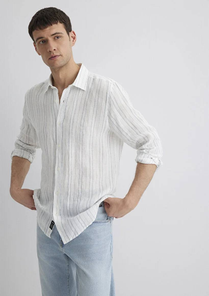 Resim Mavi Çizgili Erkek Gömlek M0211665-90898