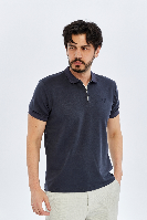 Resim Paul&More Erkek T-Shirt Modal Yarım Fermuarlı Polo Yaka