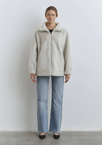 Resim Mavi Dik Yaka Kadın Mont M1110597-70037