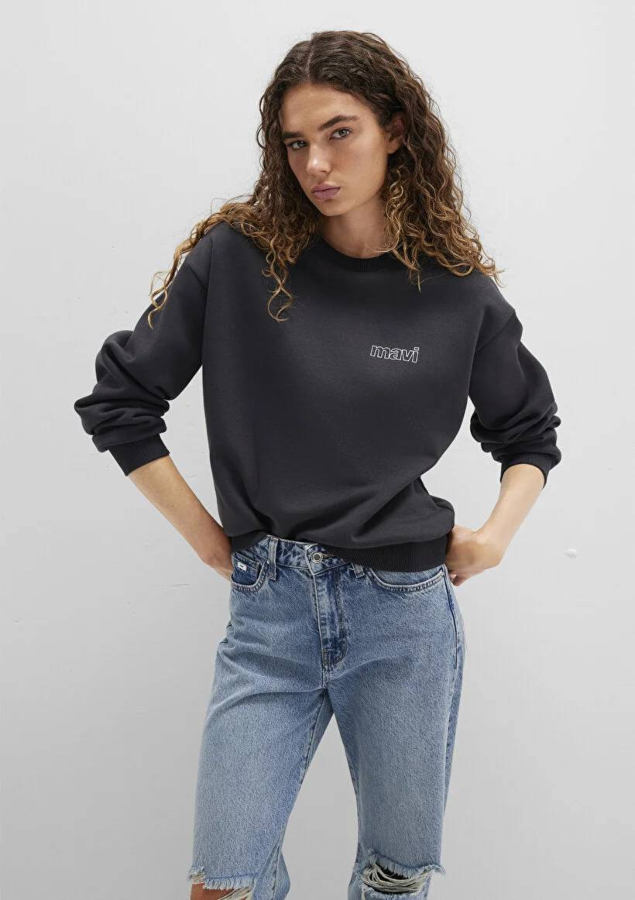 Resim Mavi Uzun Kol Kadın Sweat M1611656-82185