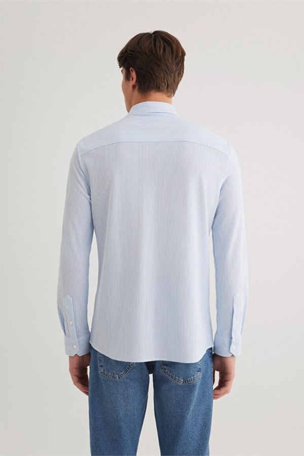 Resim Mavi Çizgili Erkek Uzun Kol Gömlek M0211402-88654