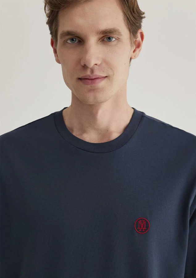 Resim Mavi Logo Nakışlı  Erkek Tişört M067074-33207