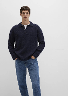 Resim Mavi Polo Yaka Erkek Kazak M0710255-70490