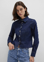 Resim Mavi Uzun Kol Kadın Gömlek M1211178-85481