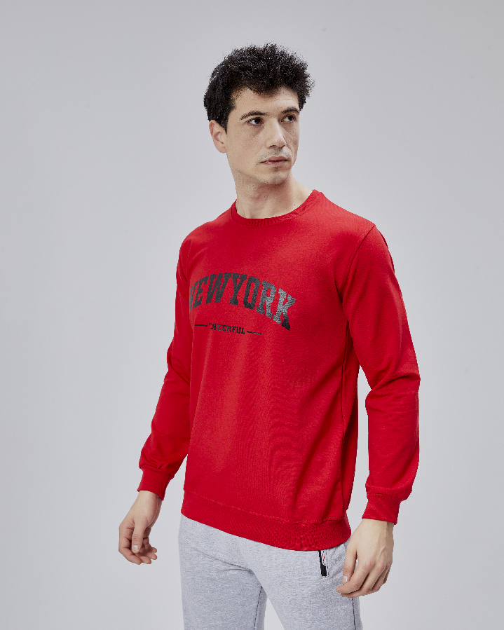 Resim Paul&More Erkek Sweat New York Baskı 0 Yaka 2 İp