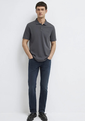 Resim Mavi Polo Yaka Erkek T-shirt M0613136-89100