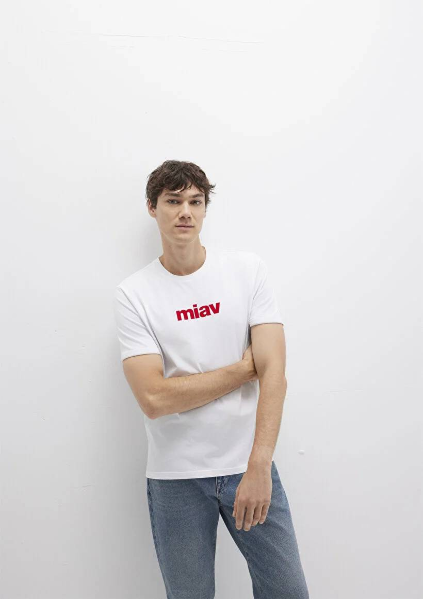 Resim Mavi Miav Baskılı Erkek T-Shirt M067153-622