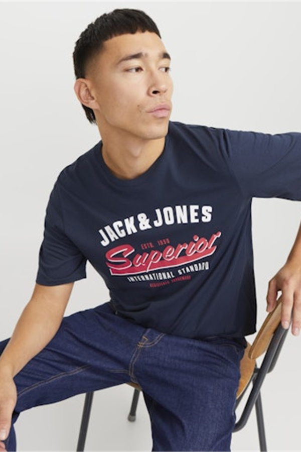 Resim Jack & Jones Jjelogo Tee Ss O-Neck 2 Col Ss25 Sn Erkek T-shirt 12268267