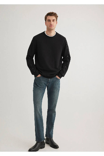 Resim Mavi Bisiklet Yaka Erkek Sweat M0S10329-900