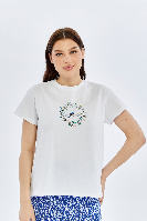 Resim Viole&More Kadın T-Shirt Yk23 Kuş Baskılı