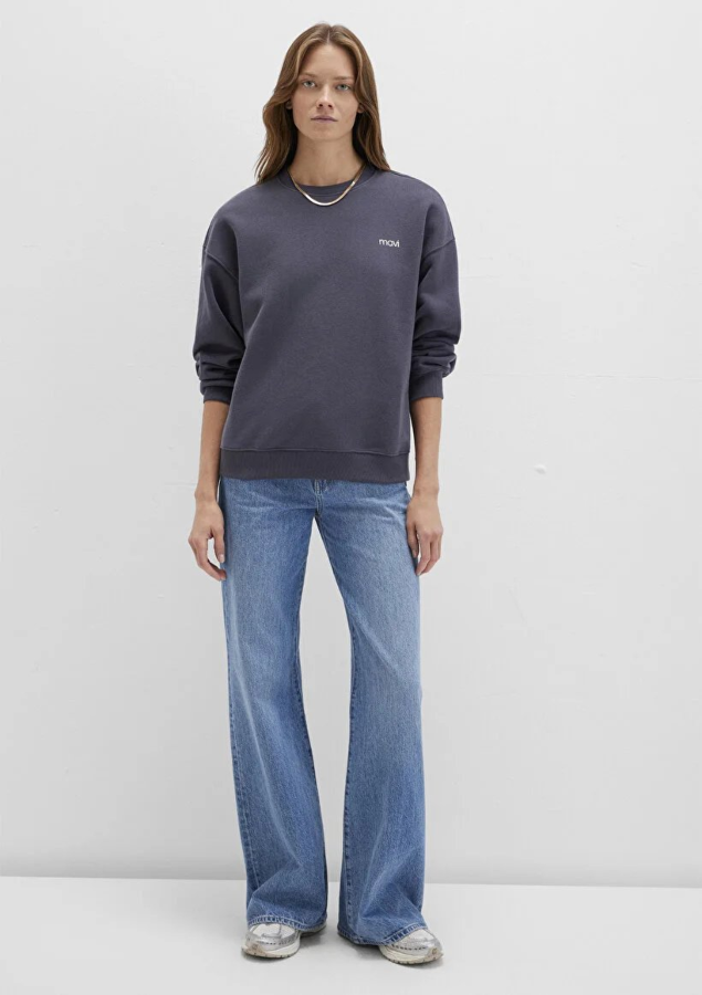 Resim Mavi Yuvarlak Yaka Logo Kadın Sweat M1S10490-80932