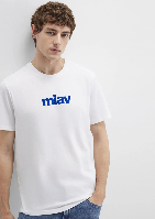 Resim Mavi Miav Baskılı Erkek T-Shirt M067153-620