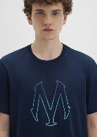 Resim Mavi Baskılı Erkek T-Shirt M0610943-70144