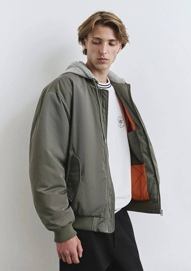 Resim Mavi Kapüşonlu Erkek Ceket M0110563-86961