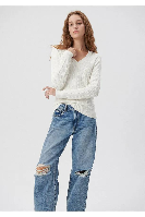 Resim Mavi V Yaka Kadın Kazak M1710340-70057