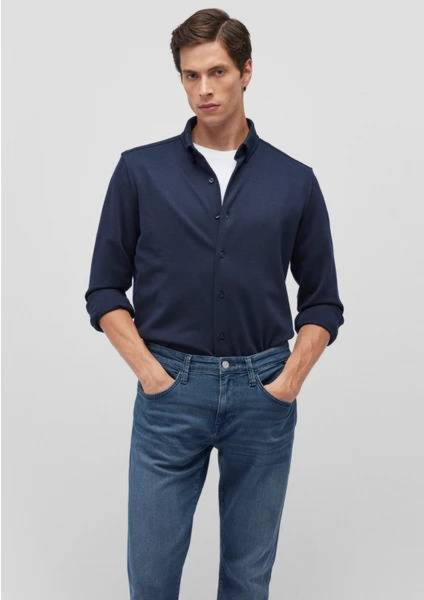 Resim Mavi Uzun Kol Erkek Gömlek M0211660-86415