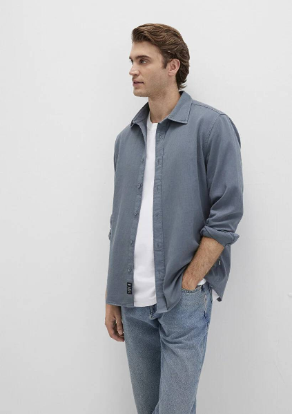 Resim Mavi Uzun Kol Erkek Gömlek M0211641-80889