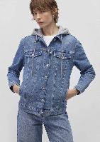 Resim Mavi Karla Kadın Jean Ceket M110154-85296