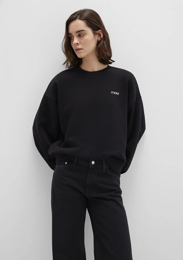 Resim Mavi Yuvarlak Yaka Logo Kadın Sweat M1S10490-900