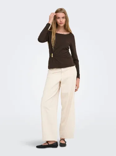 Resim Only Onlelena L/S Boatneck Metal Top Jrs Noos Kadın T-shirt 15380314