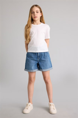 Resim Defacto Kız Çocuk Kot&Kanvas Şort B8113A8/NM39
